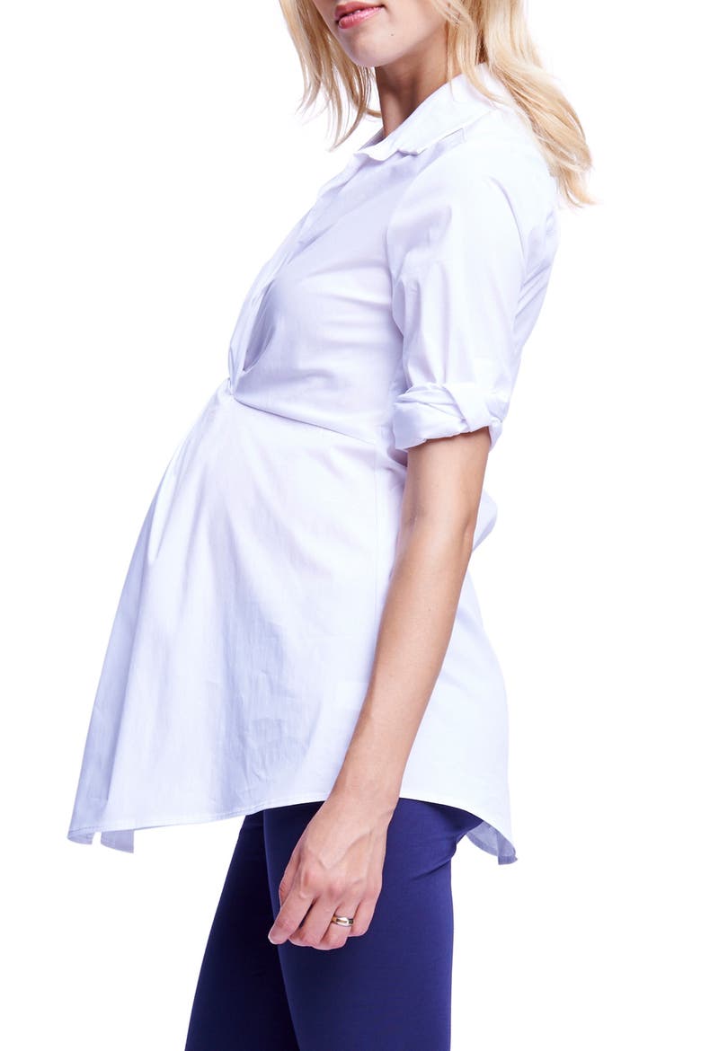 Twist Front Maternity Tunic, Alternate, color, WHITE