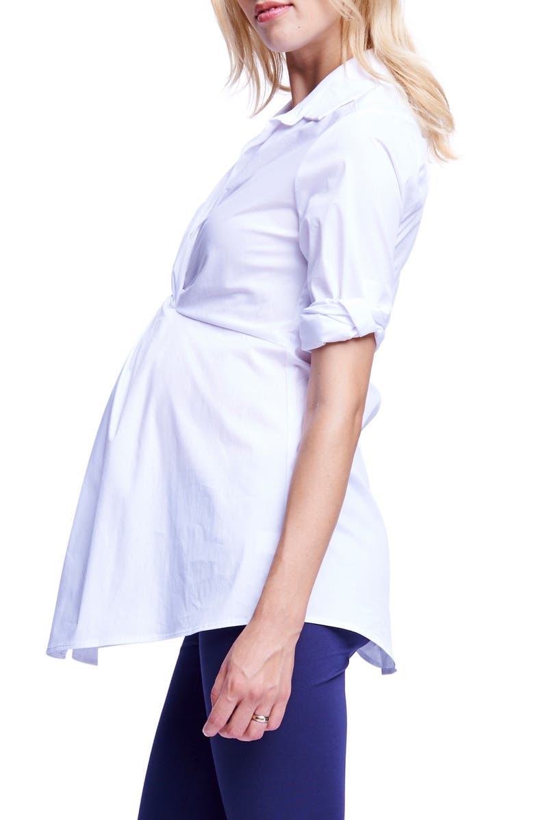 Maternal America Twist Front Maternity Tunic, Alternate, color, 
