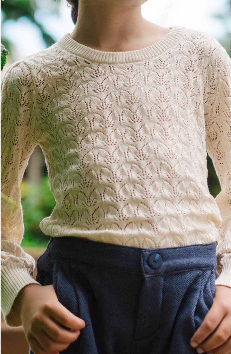 Hope & Henry Girls' Balloon Sleeve Pointelle Sweater, Kids, Alternate, color, 