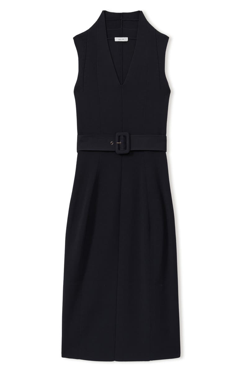 Reiss Ella Belted Sleeveless Sweater Dress, Alternate, color, Navy