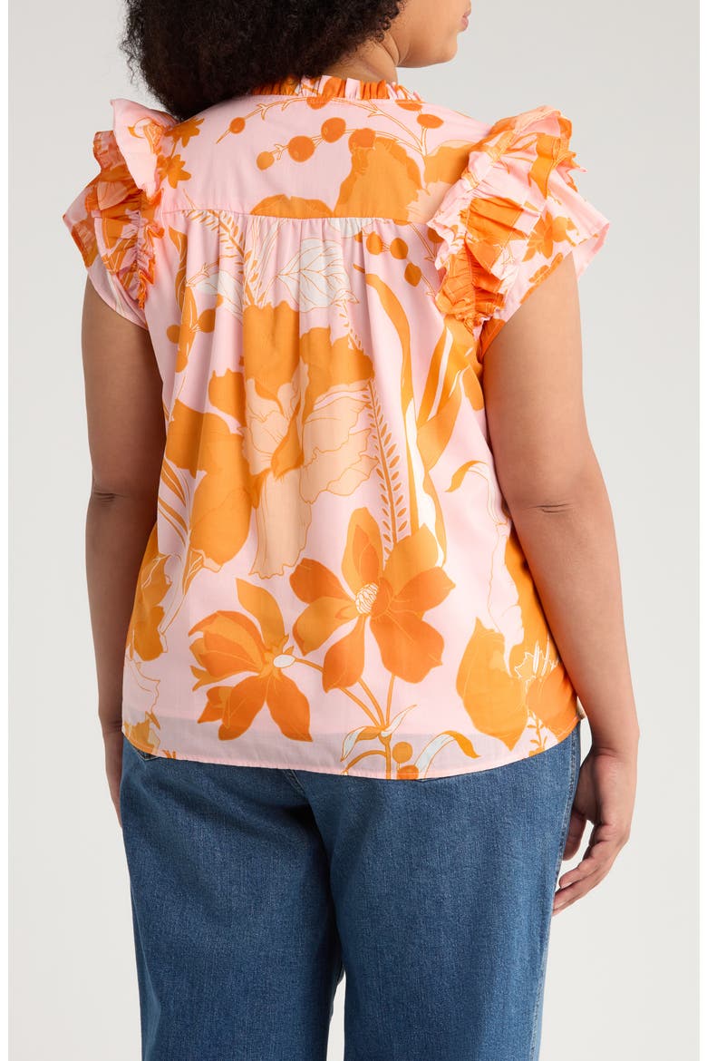 Lenira Floral Print Top, Alternate, color, PINK/ ORANGE