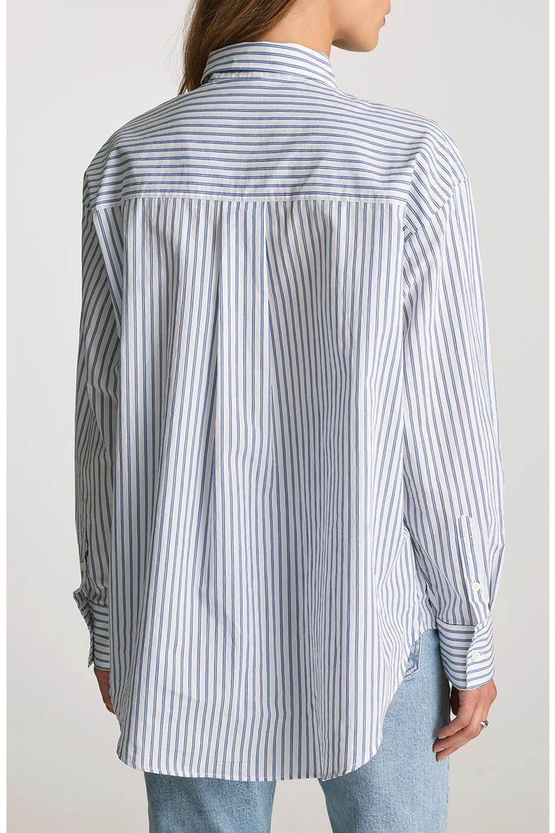 Stripe Relaxed Fit Cotton Blend Button-Up Shirt, Alternate, color, BLUE STRIPED