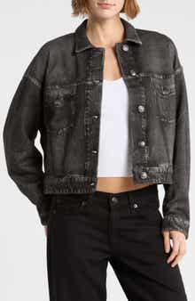 rb Miramar Trompe l'Oeil Faux Denim Terry Trucker Jacket