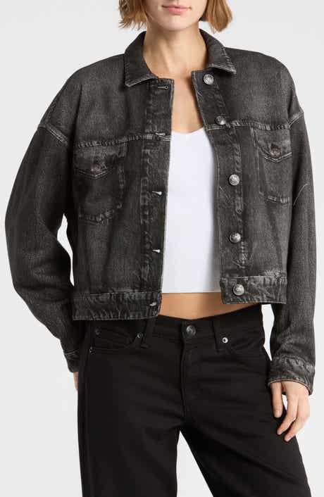 rb Miramar Trompe l'Oeil Faux Denim Terry Trucker Jacket