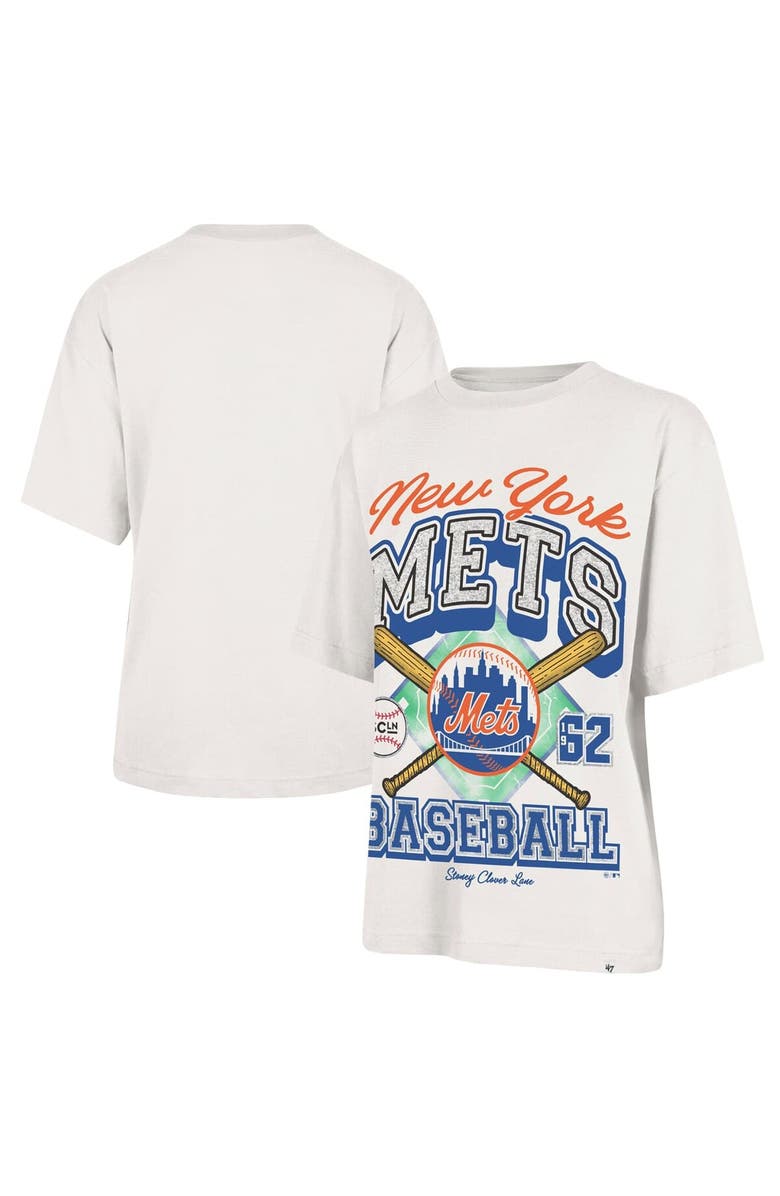 Stoney Clover Lane X '47 Women's '47 x Stoney Clover Lane Sand New York Mets Crossover Base Foundation T-Shirt, Main, color, Sand