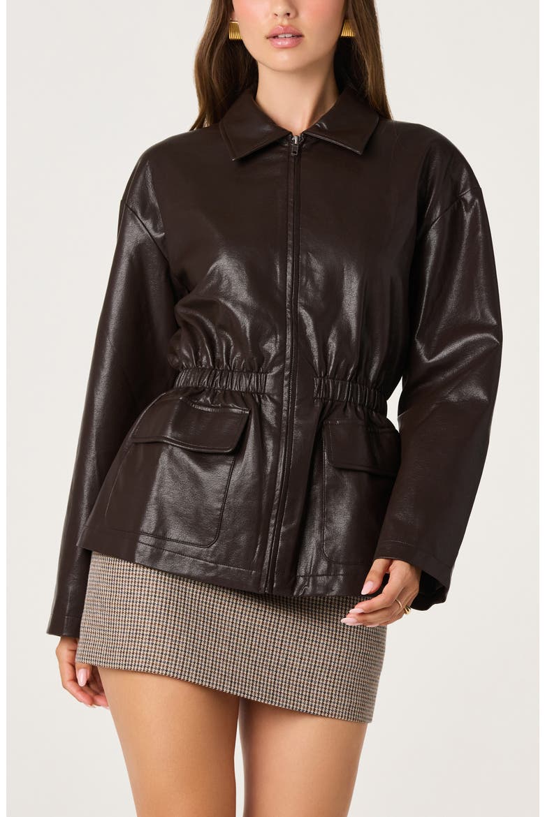 Cavanaugh Faux Leather Jacket, Alternate, color, DARK BROWN