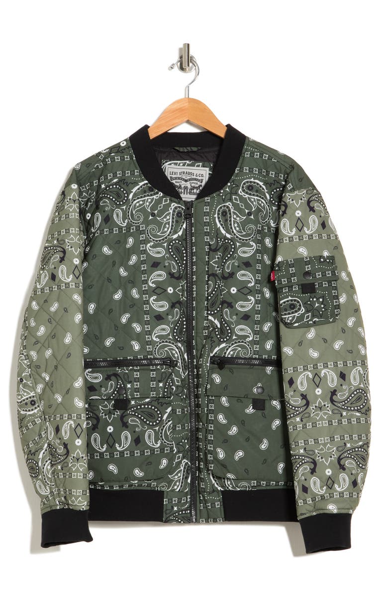 Levi's<sup>®</sup> Quilted Zip Up Bomber Jacket, Alternate, color, Olive