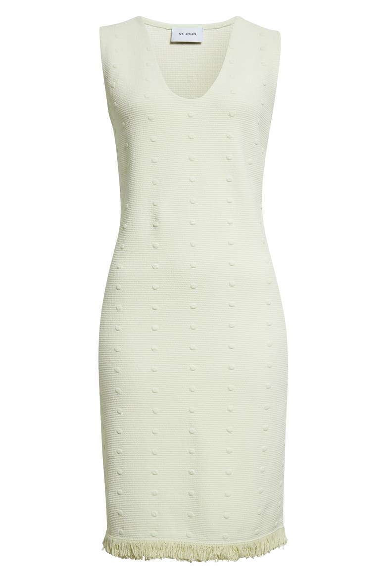 Polka Dot Stretch Piqué Knit Dress, Alternate, color, PALE LIME/ OPTIC WHITE
