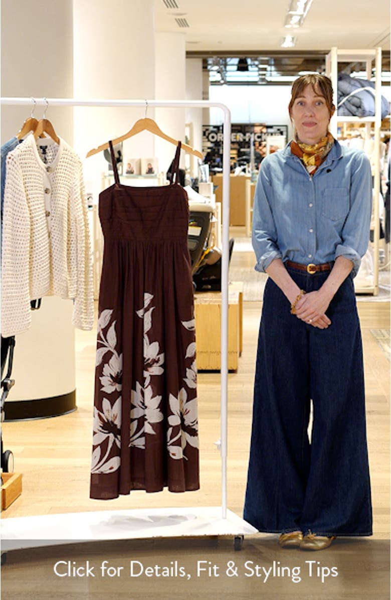 Pleated Bodice Floral Print Maxi Dress, sales video thumbnail