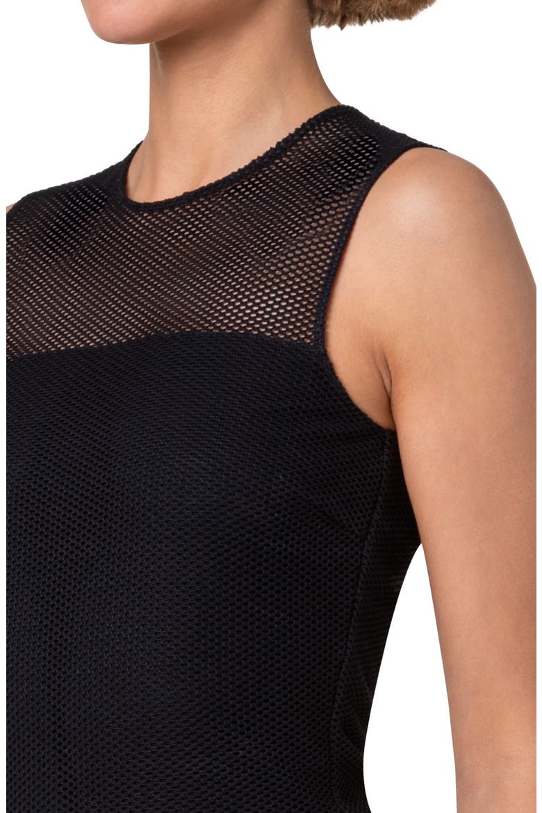 Round Neck Mesh Top, Alternate, color, BLACK