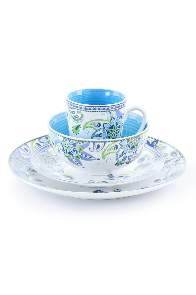 Blue Fiesta 16 Piece Round Porcelain Dinnerware Set, Alternate, color, Blue