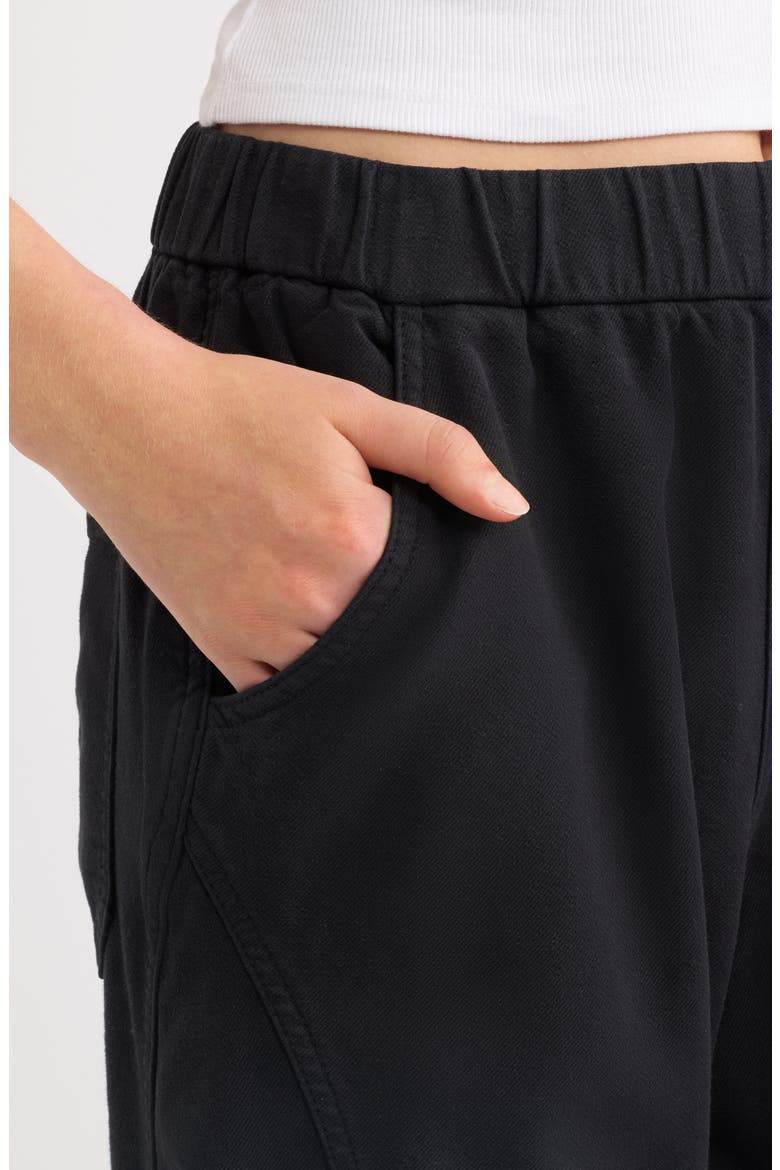 Pull-On Barrel Leg Twill Pants, Alternate, color, BLACK