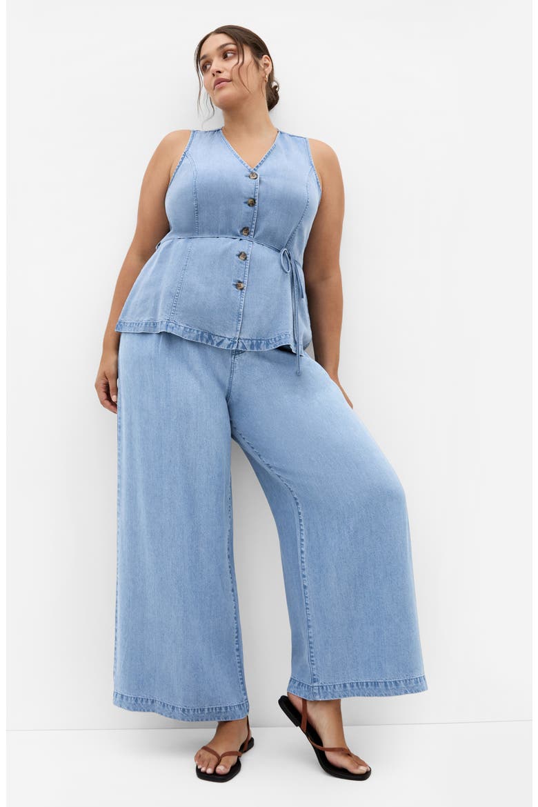 Evani Wide Leg Denim Pants, Alternate, color, LIGHT WASH