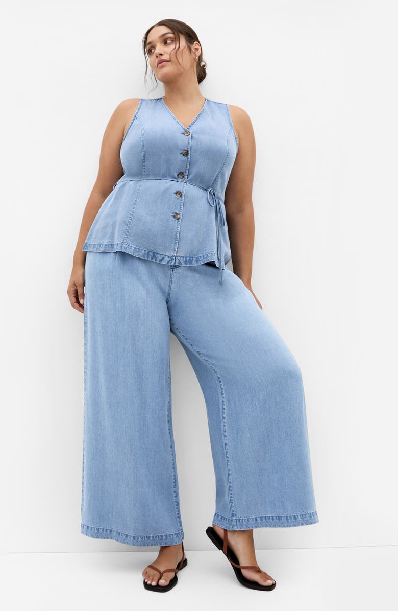 City Chic Evani Wide Leg Denim Pants, Alternate, color, Light Wash