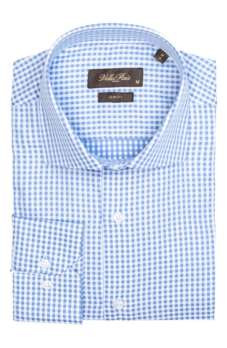 VELLAPAIS Brooklyn Slim Fit Cotton Dress Shirt, Alternate, color, Blue