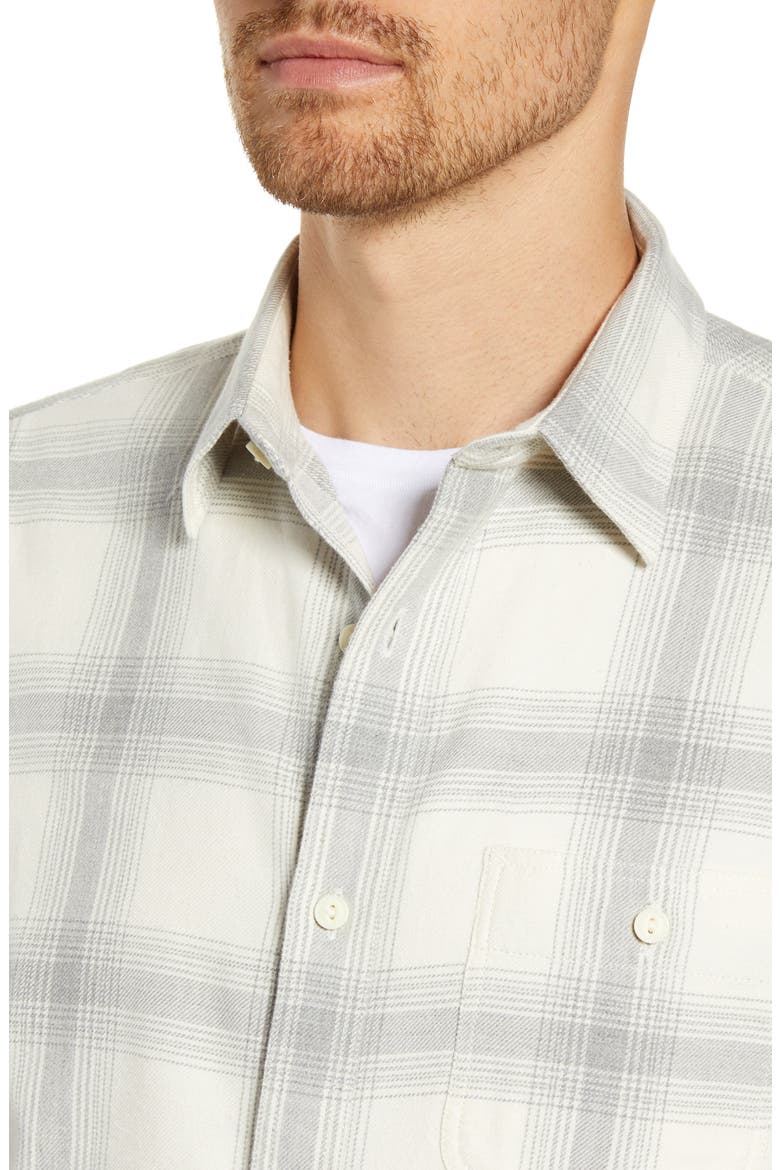 Trim Fit Plaid Twill Button-Up Utility Shirt, Alternate, color, WHITE GREY HEATHER PLAID