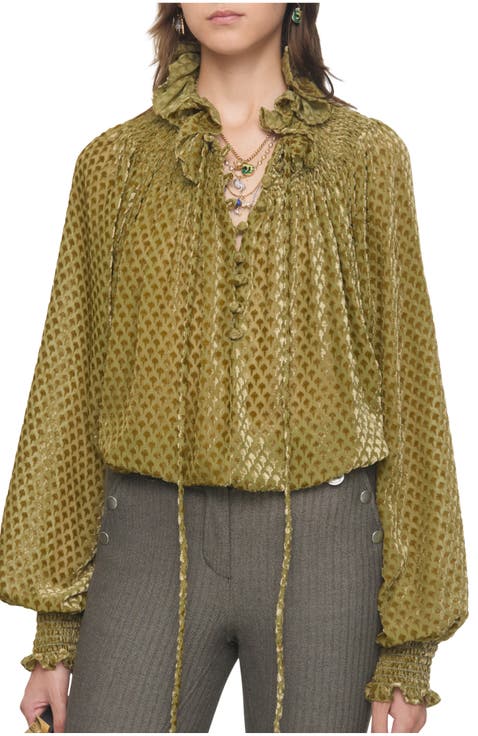 Torch Silk Blend Velvet Blouse