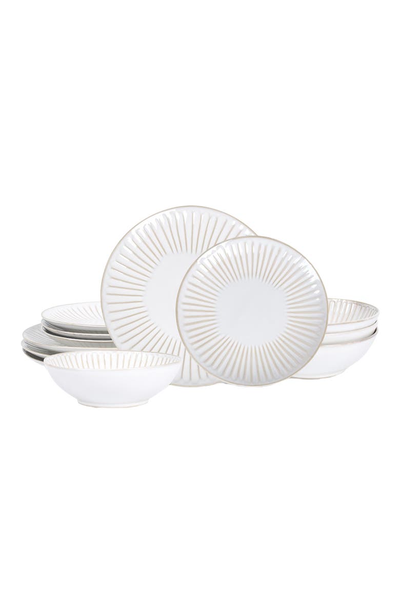 Stone Lain Linea Stoneware 24-Piece Dinnerware Set, Main, color, White 12-Piece