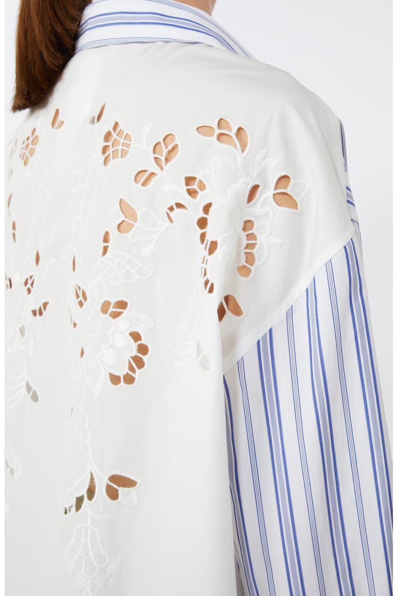 Tessile Stripe Poplin Eyelet Button-Up Shirt, Alternate, color, NAVY