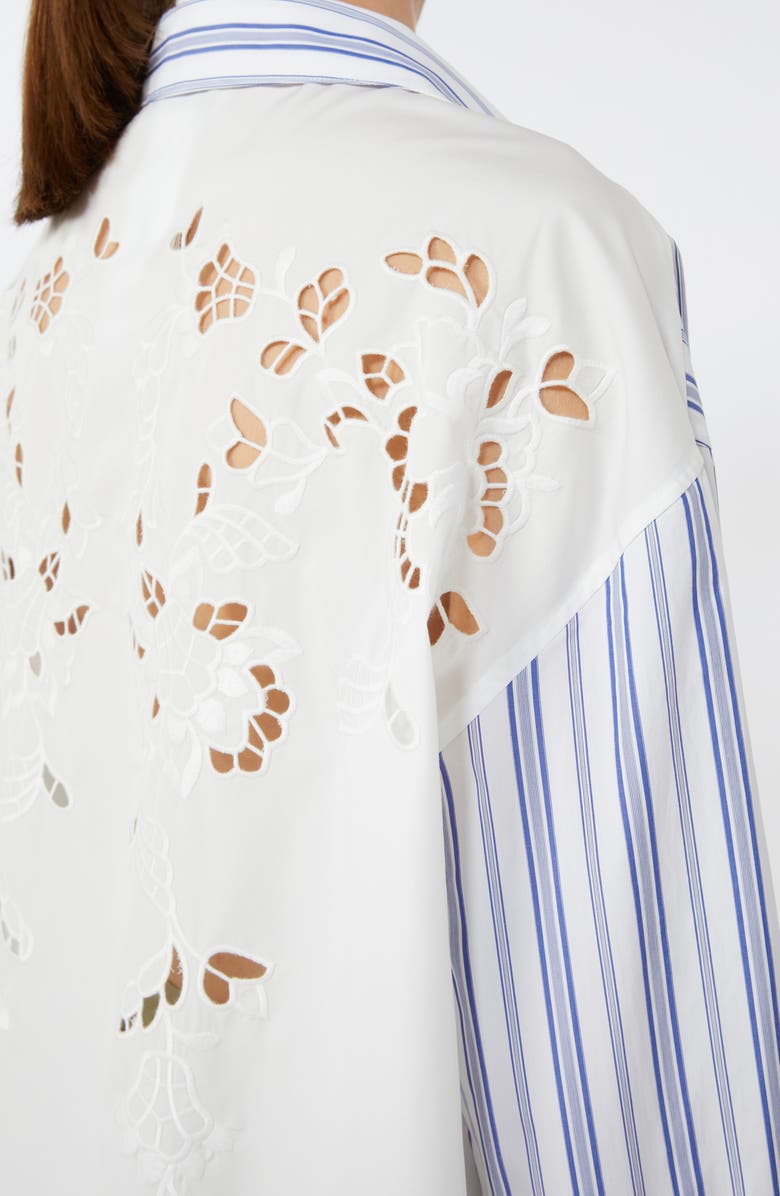 Weekend Max Mara Tessile Stripe Poplin Eyelet Button-Up Shirt, Alternate, color, Navy