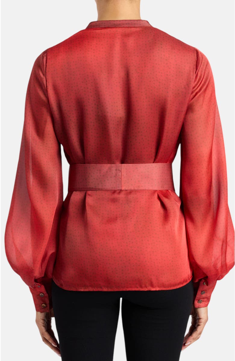 Santorelli Willow Buttoned Blouse, Alternate, color, Scarlet