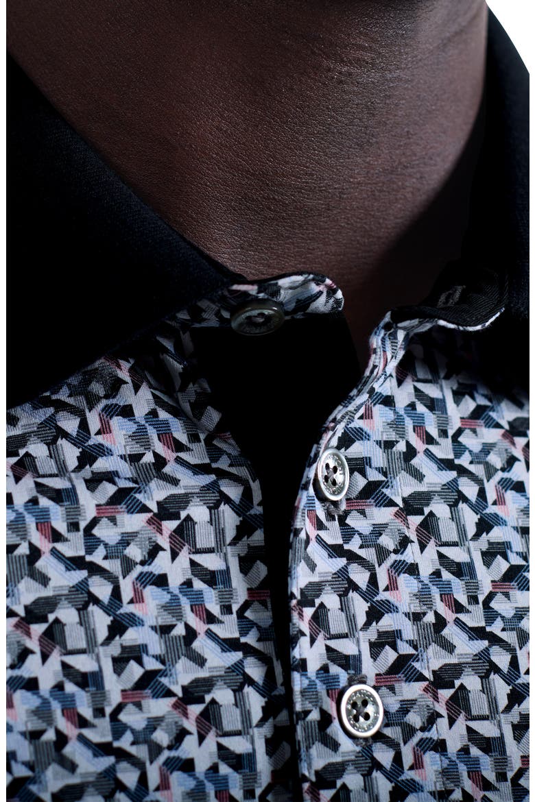 Vance OoohCotton® Geo Print Polo, Alternate, color, ZINC