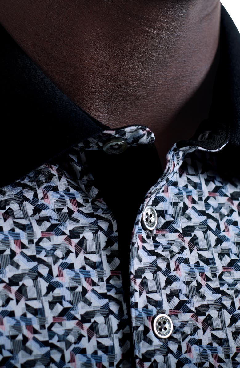 Bugatchi Vance OoohCotton<sup>®</sup> Geo Print Polo, Alternate, color, Zinc