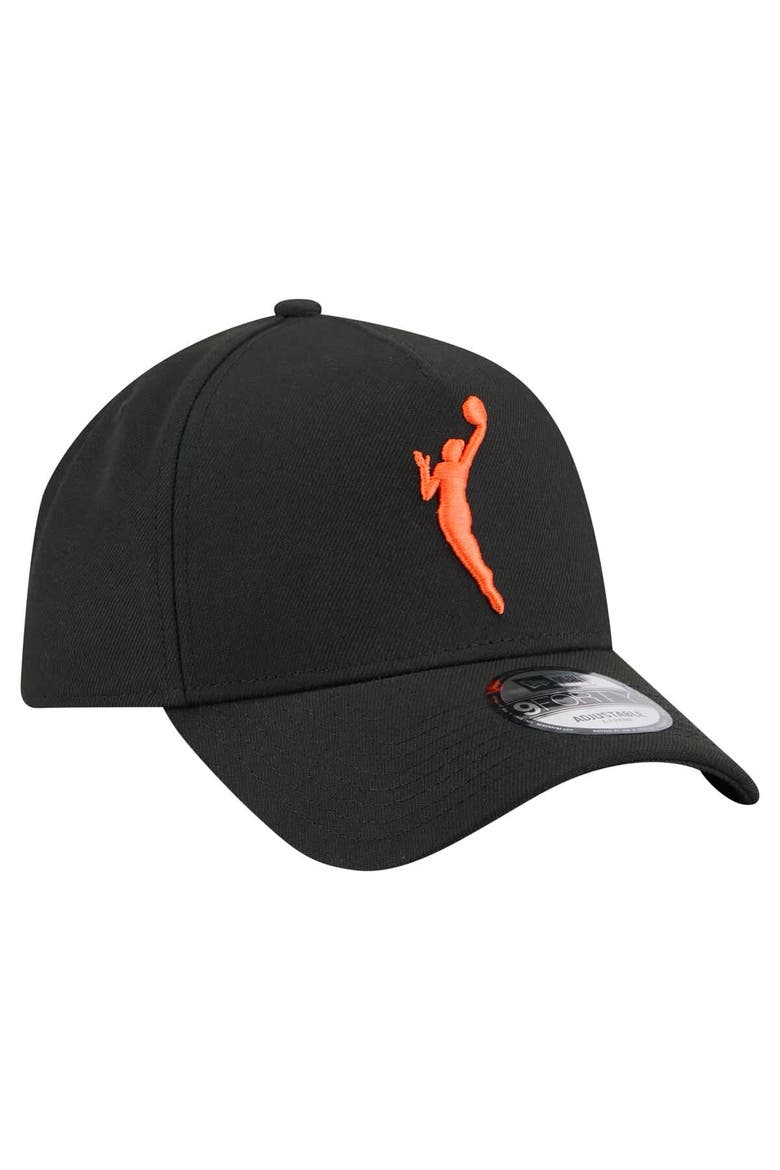 Men's New Era  Black WNBA Gear Core Logo A-Frame 9FORTY Adjustable Hat, Alternate, color, Black