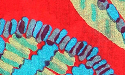 Vismaya Woven Wool Fringe Scarf In Red