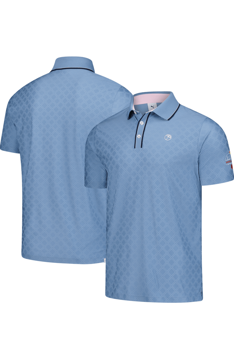 PUMA Men's Puma Blue Arnold Palmer Invitational Tipped Jacquard Polo, Main, color, Blue