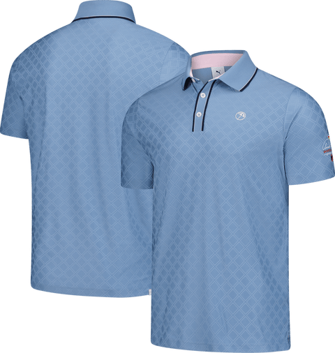 Men's Puma  Blue Arnold Palmer Invitational Tipped Jacquard Polo