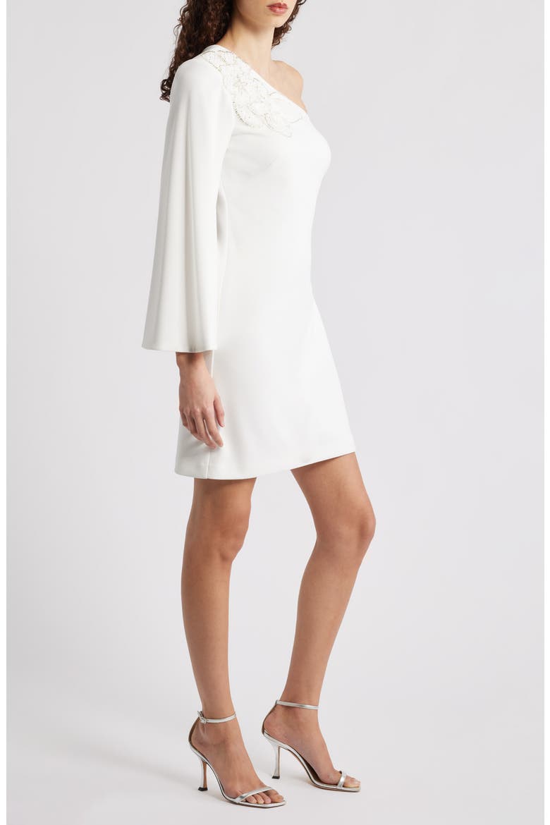 One-Shoulder Scuba Cocktail Dress, Alternate, color, IVORY