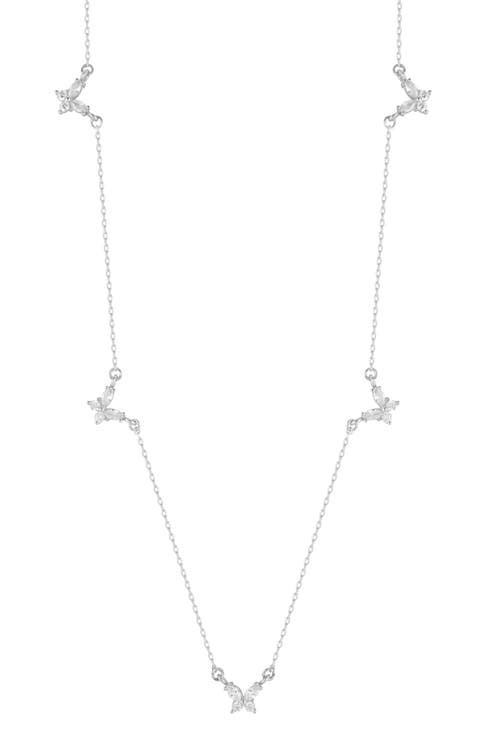 Cubic Zirconia Butterfly Station Necklace