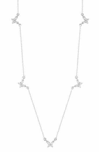 CHLOE AND MADISON Cubic Zirconia Butterfly Station Necklace