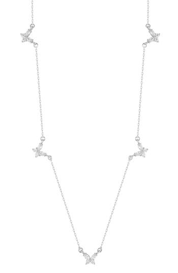 Chloe & Madison Chloe And Madison Cubic Zirconia Butterfly Station Necklace In Silver