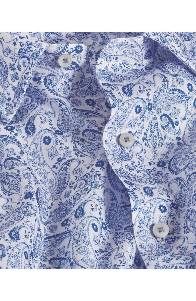 David Donahue Paisley Short Sleeve Sport Shirt, Alternate, color, White/ Blue