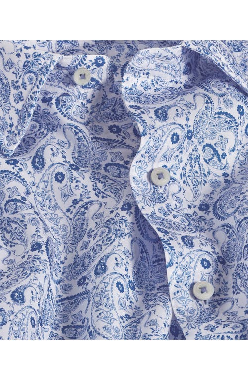 David Donahue Paisley Short Sleeve Sport Shirt In Blue