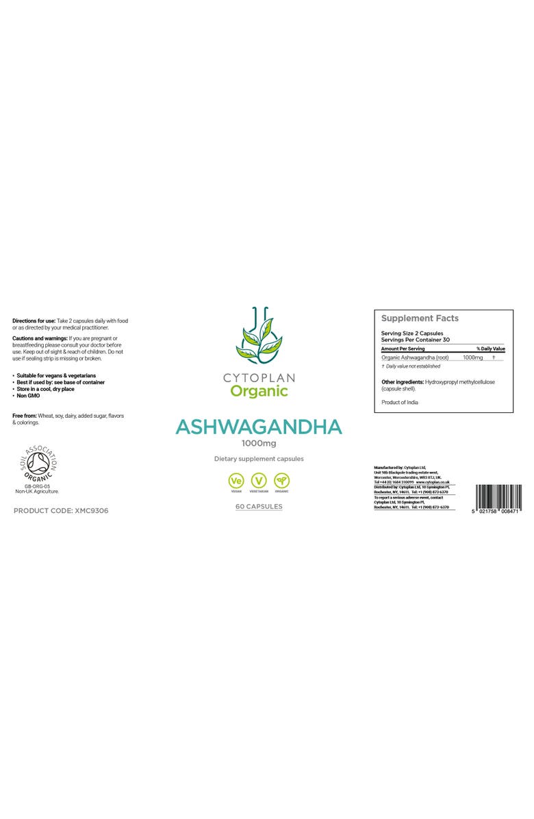 Cytoplan Ashwagandha 60 (caps) USA, Alternate, color, NO COLOR