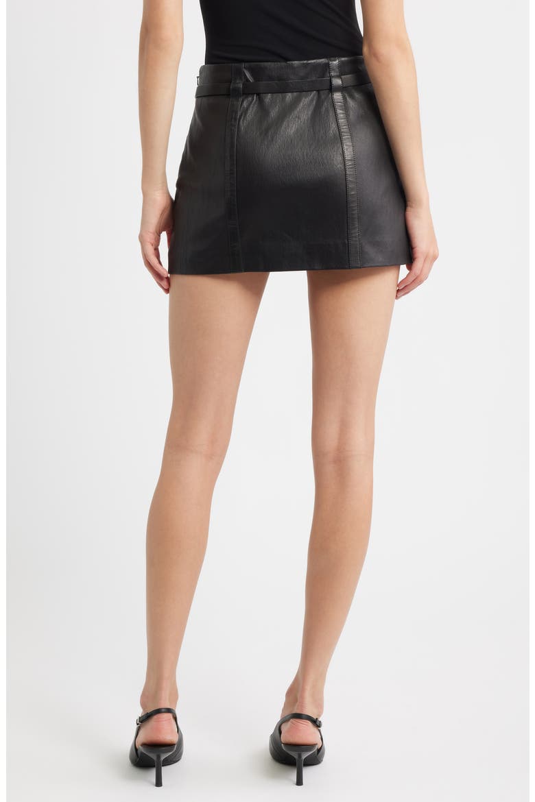 The Belted Leather Miniskirt, Alternate, color, BLACK