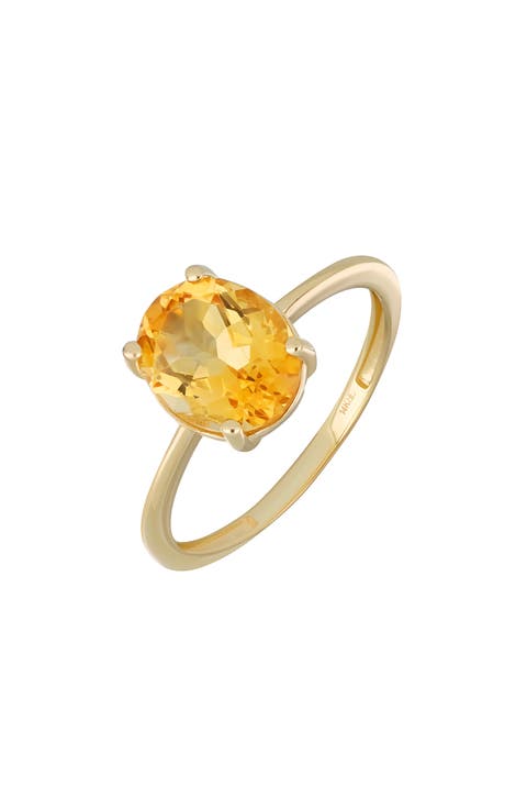 14K Yellow Gold Oval Semiprecious Stone Ring