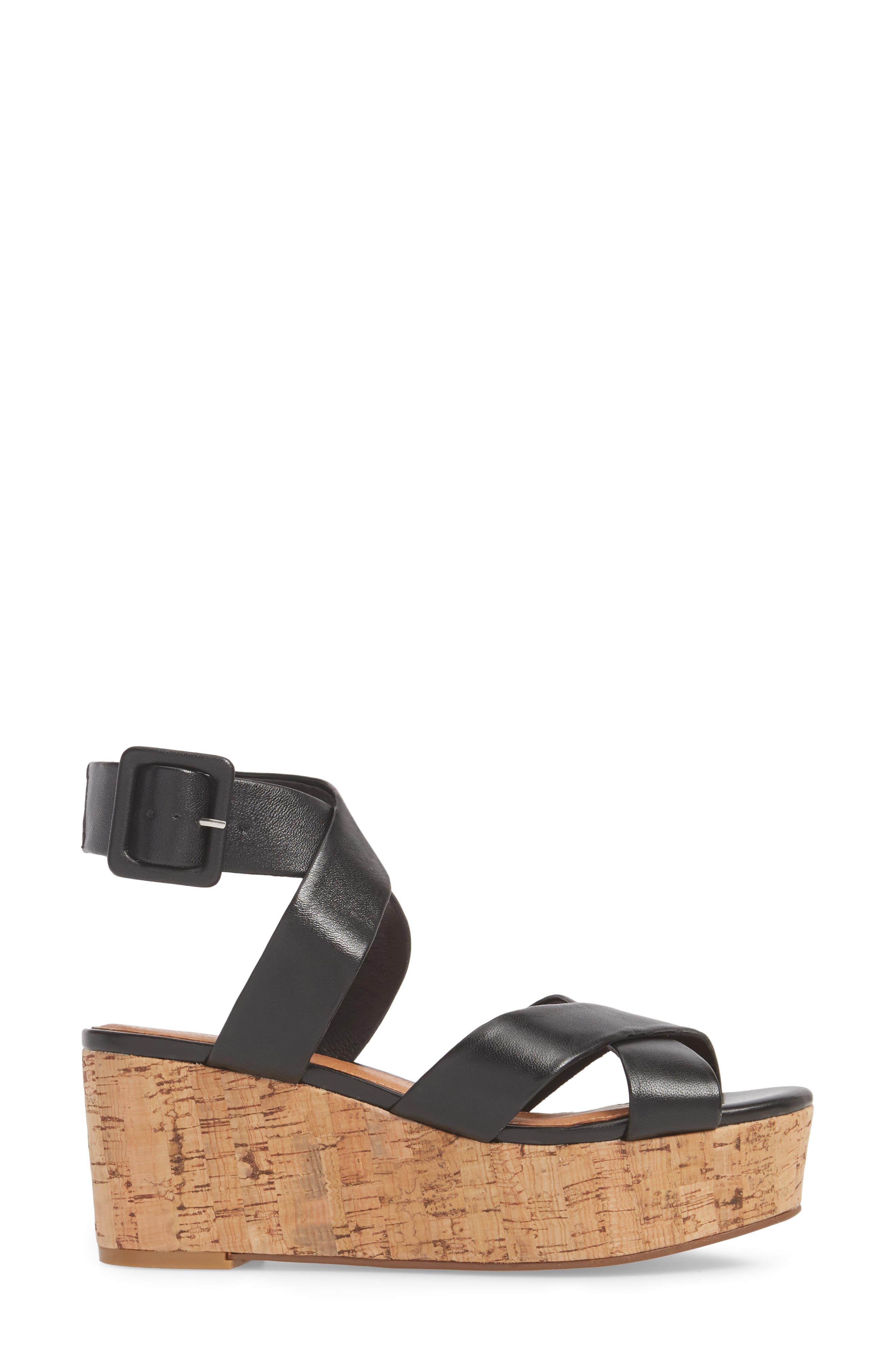 Evie Platform Wedge Sandal, Alternate, color, BLACK LEATHER