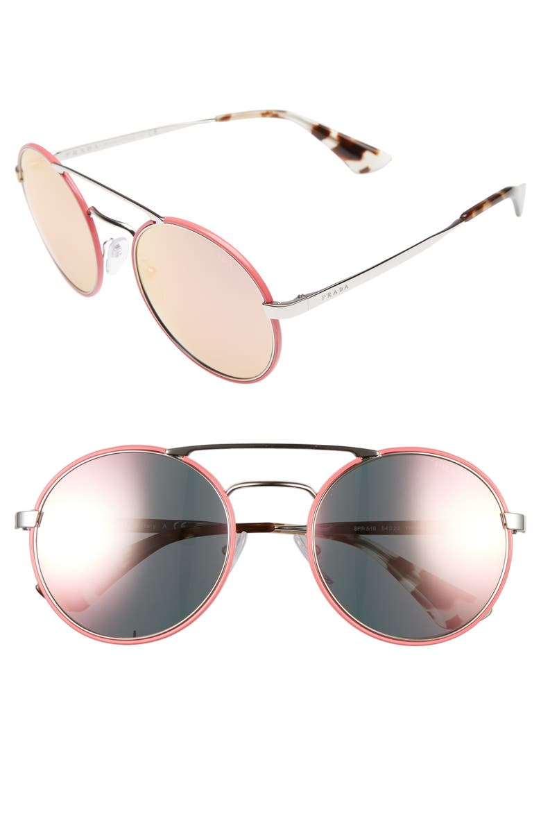 Prada 54mm Round Sunglasses, Main, color, 
