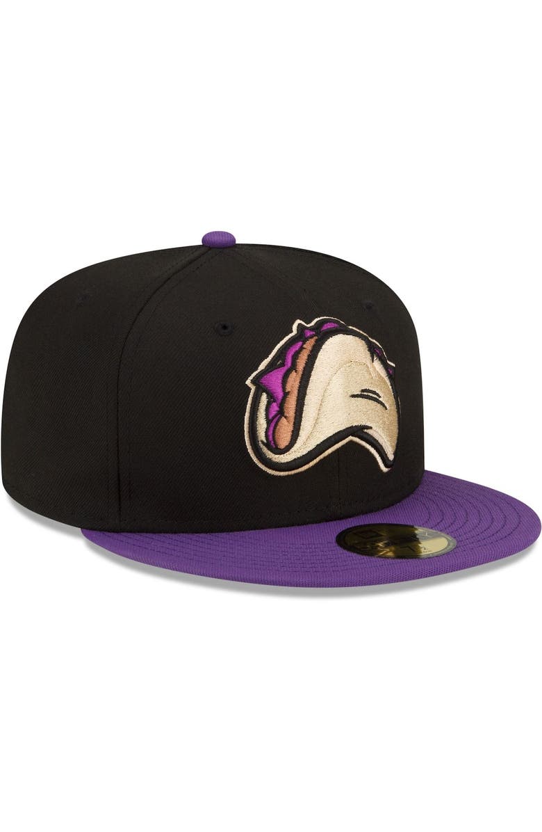 New Era Men's New Era Black/Purple Fresno Grizzlies Tacos Theme Night 59FIFTY Fitted Hat, Alternate, color, Black