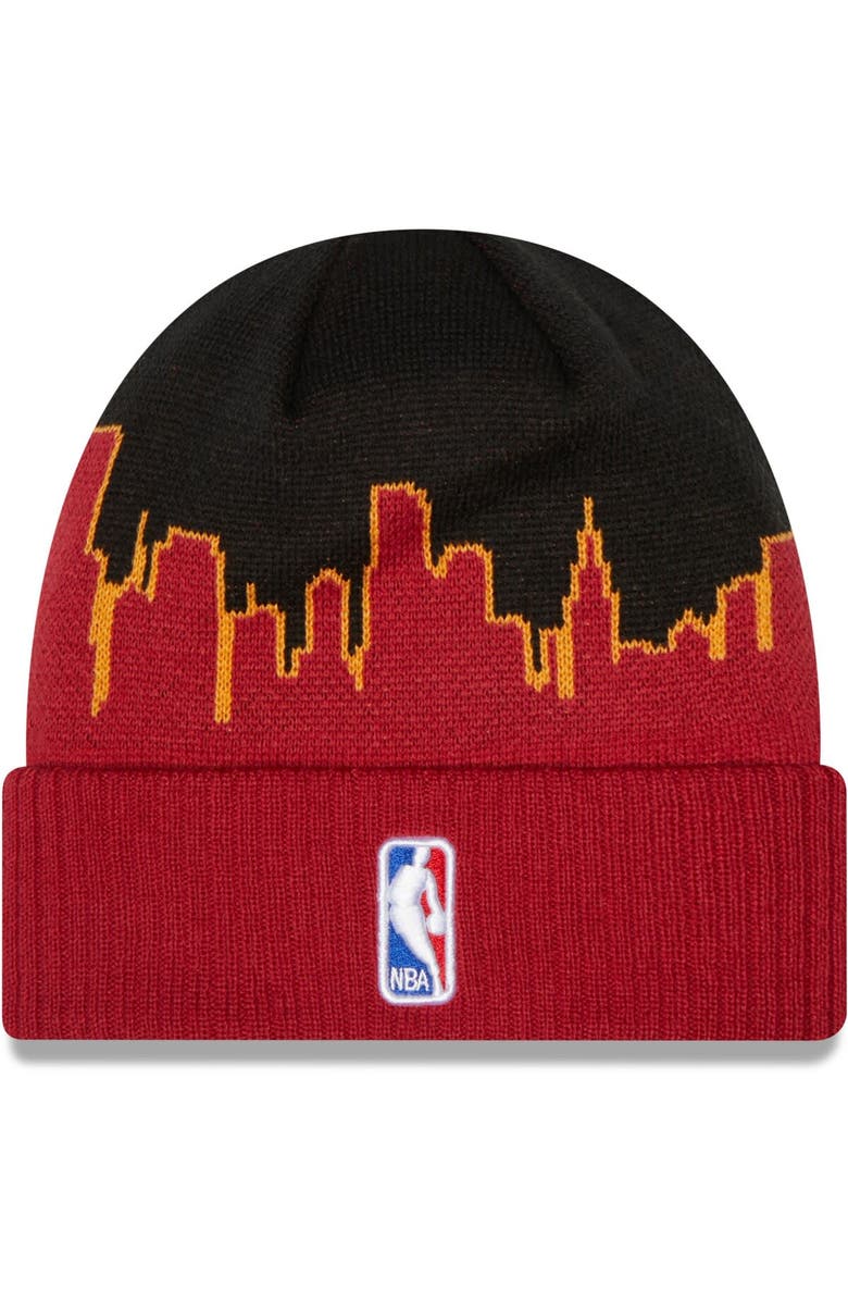 New Era Men's New Era Red/Black Miami Heat 2022 Tip-Off Cuffed Knit Hat, Alternate, color,