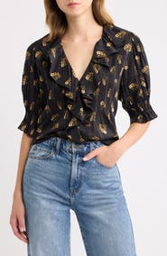 DÔEN Henri Ruffle V-Neck Top
