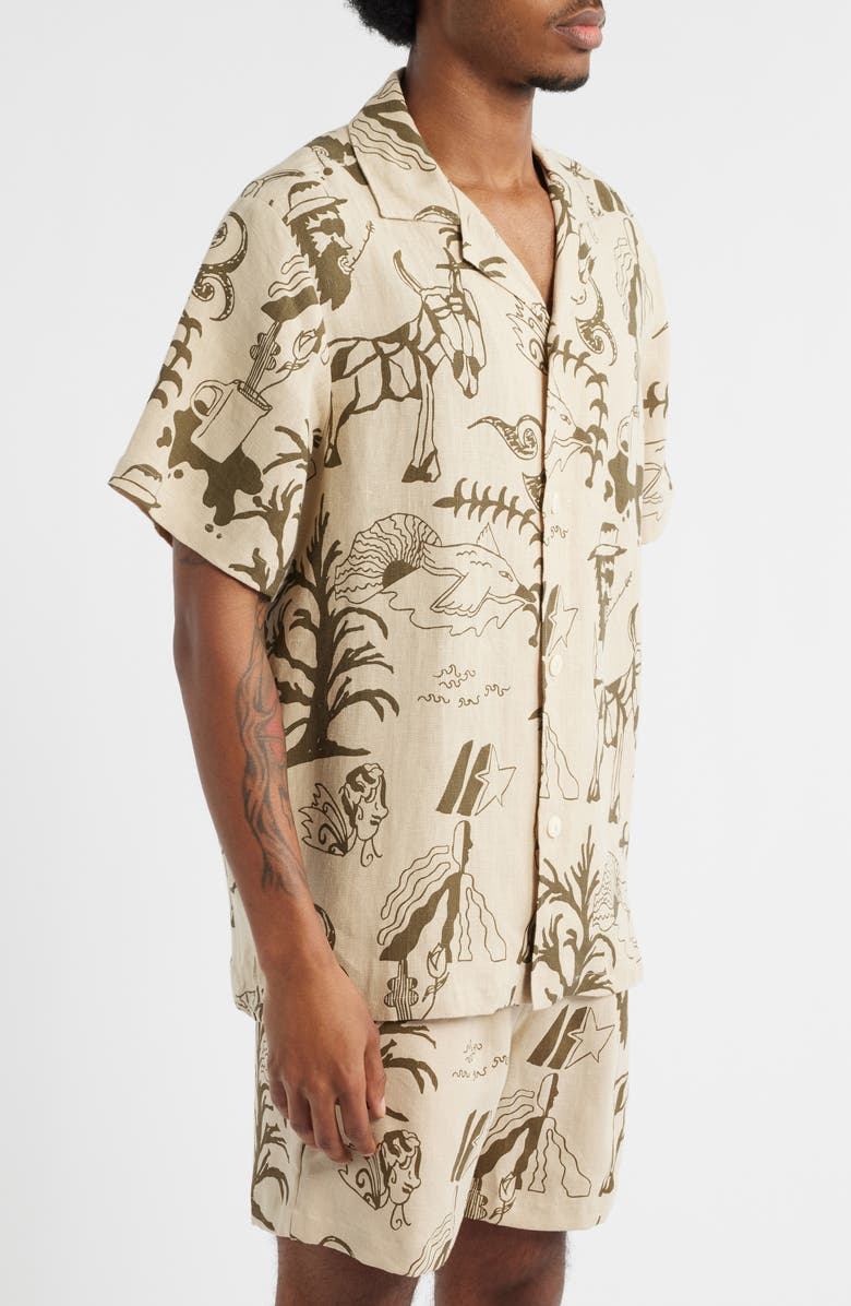 OAS Poplan Linen Camp Shirt, Alternate, color, Beige