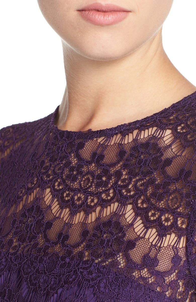 Cynthia Rowley Illusion Yoke Lace Midi Dress, Alternate, color,