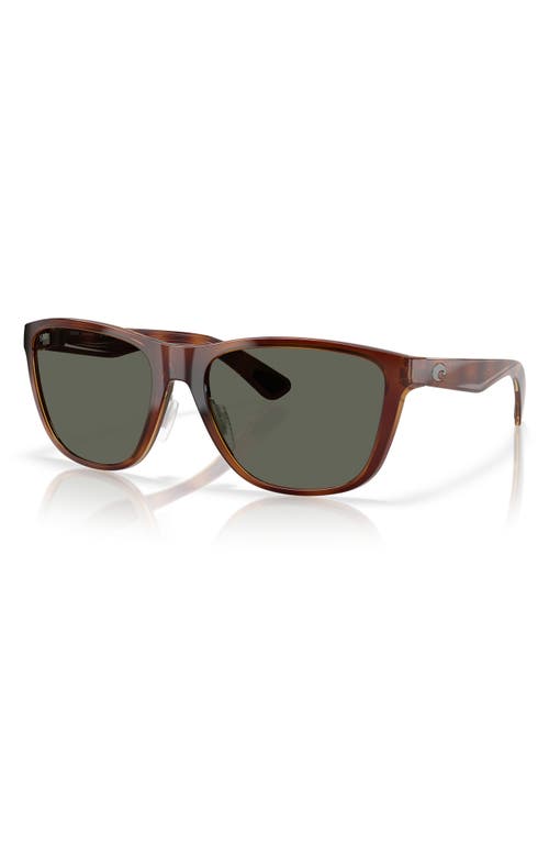 Costa Del Mar 57mm Polarized Rectangular Sunglasses In Tortoise/gray 580g