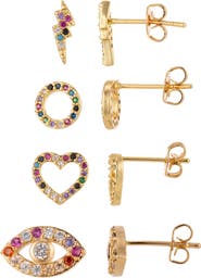 EYE CANDY LOS ANGELES Set of 4 Alicia Stud Earrings