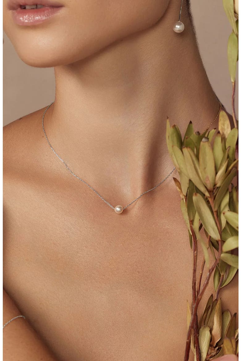 18K Gold Plated Sterling Silver Perfect Pearl Pair Necklace Set Gift Idea, Alternate, color, Silver